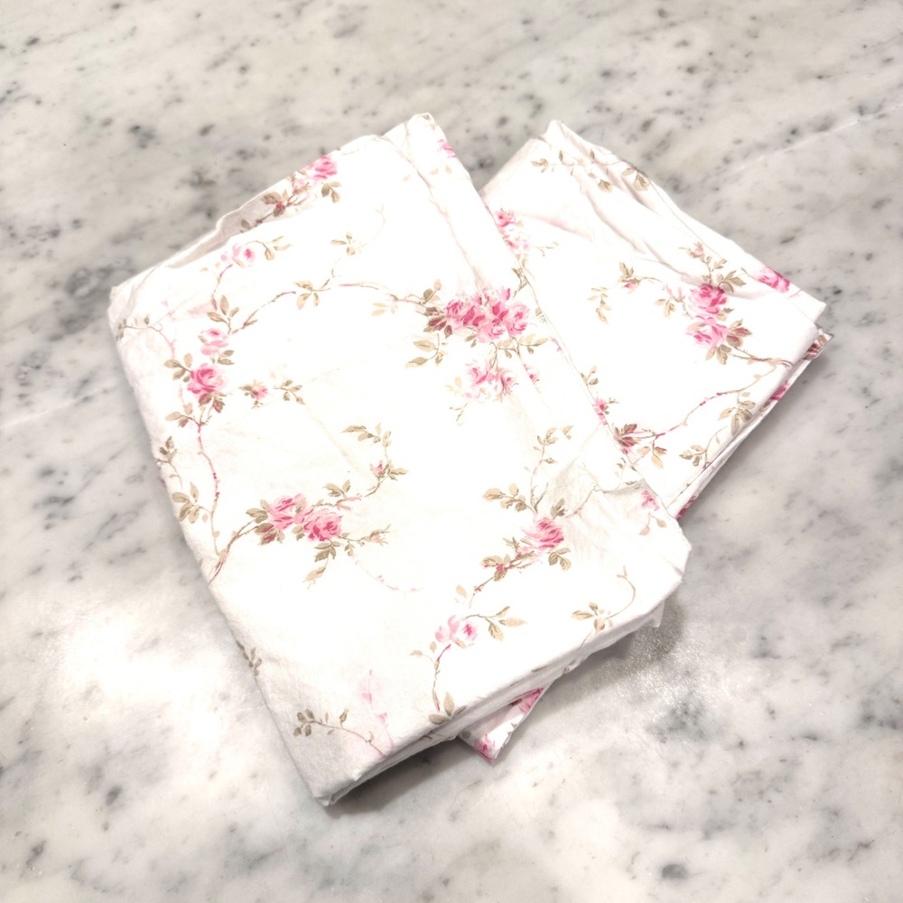 Rachel Ashwell The Farmhouse Pink Floral Rose Vine Cotton Pillowcase Set of 2